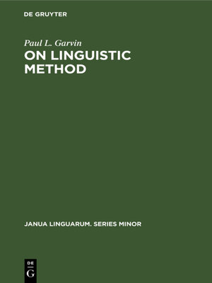 cover image of On Linguistic Method